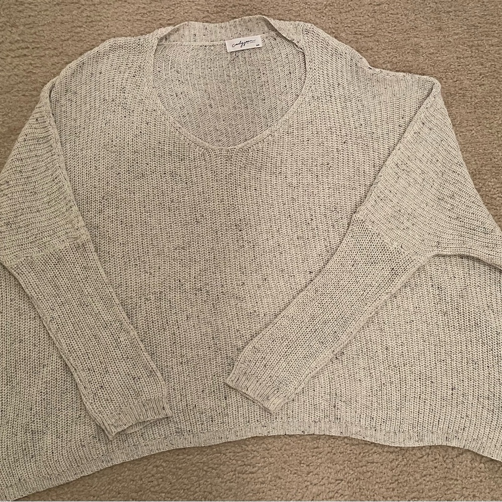Carly Jean Los Angeles Light Gray V-Neck Sweater